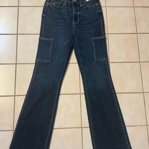 JUDY BLUE High Rise Dark Wash Cargo Bootcut Jeans Sz 3/26 NWT!